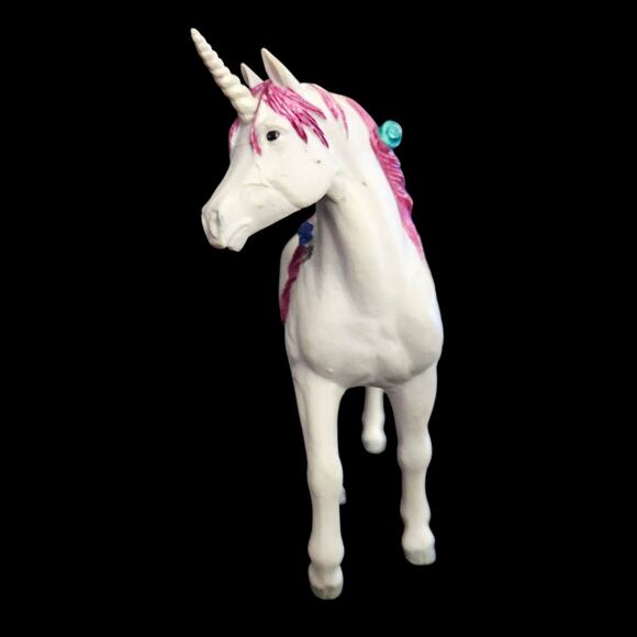 Safari Ltd Unicorn Figurine 2008 White Pink Mane Tail Flowers Collectible Toy - Picture 3 of 7